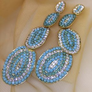 Oversized Turquoise Dangle Earrings